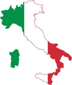 a map of italy with the colors of green, white and red on it's borders