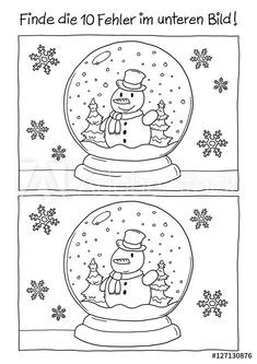 two snow globes with the words find 10 fehler im unteren bild