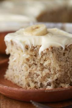 a piece of banana cake on a plate