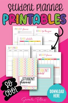 the student planner printables are available for purchase