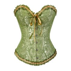 Long Flowing Skirts, Green Clothes, Bustier Lingerie, Green Corset, Corset Shapewear, Top Satin, Top Bustier