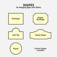 shapes for hanging signs with chalks and rounded rectangle, round, oval, rectangular