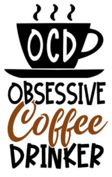 a coffee cup with the words obsesive coffee drinker on it and an oc