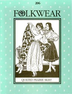 the front cover of folkwear quilting pattern book, featuring two women in dresses