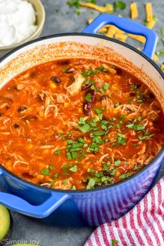 Chicken Tortilla Soup is the perfect dinner! Made with simple ingredients, but tons of flavor, this comforting soup will warm you to the core. Thick Tortilla Soup