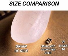 a close up of a computer keyboard with text describing the differences between grain and size comparison