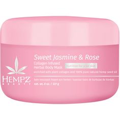 Hempz Sweet Jasmine & Rose Body Mask / 8 oz. - 227 grams Rinse off, daily body mask helps hydrate, condition & soften skin. Blended with essential extracts and oils to help condition and hydrate skin. Convenient, reusable, wooden spoon assist with an even application Enriched with100% Pure Natural Hemp Seed Oil Paraben, Gluten, Cruelty, THC Free and 100% Vegan Free. VIEW ALL PRODUCTS BY HEMPZ Hempz Lotion, Sweet Jasmine, Rose Body, Body Mask, Jasmine Rose, Hemp Seed, Hemp Seed Oil, Soften Skin, Wooden Spoon