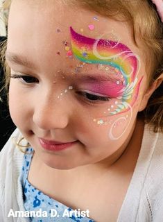 Barbie Face Painting, Rainbow Face Paint, Glitter Face Paint, Easy Face Painting Designs, Rainbow Face, Face Painting Tutorials, Glitter Face, Painted Rainbow, Face Painting Easy