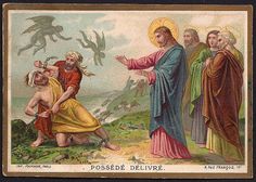 an old postcard depicting jesus and other people