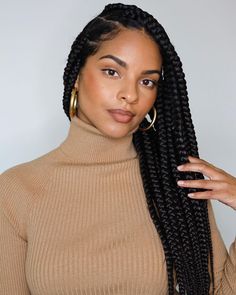 Emani Marie on Instagram: “✨Happy Sunday! Large knotless braids done by me. This lip combo is @nyxcosmetics Matte Lip Cream in London and lip liner in Brown 💋 . . .…” Long Brown Box Braids, Braids Marron, T1b/30 Box Braids, Box Braid Brown And Black, Large Knotless Braids Hairstyles, Brown Jumbo Box Braids, Large Knotless Box Braids, Large Braids, Curl Cut