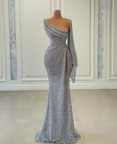 Silver Matric Dance Dress, Silver Gowns Elegant, Silver Prom Dress Sparkly, Silver Dresses Elegant, Silver Long Gown, Silver Long Dress, Prom Dress Sparkly, Mermaid Prom Gown, Silver Prom Dress