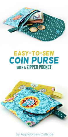 an easy to sew coin purse with zipper pocket