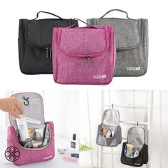 Specification: Size: Approx. 23*10*21cm / 9.06*3.94*8.27 Inches Material: Oxford Cloth Color: Black, Gray, Rose Red Feature: Mesh pockets can be used for the small things. Compact size, large storage capacity, great to hold and organize all your requisites inside. Durable and practical. You put it into your main bag for extra storage, easy to organize your bag. With the built-in handles, it's easy for you to carry anywhere. Ideal for household, holiday, travelling, overnight stay, etc. Kindly No Artist Storage, Travel Makeup Bag, Makeup Bag Organization, Train Case, Travel Cosmetic Bags, Makeup Bags Travel, Simple Bags, Large Storage, Travel Makeup