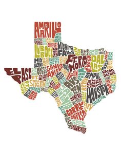 the word map of texas in different languages