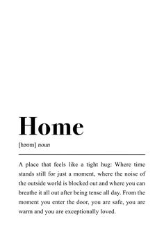 an article about home written in black and white with the words'home'above it