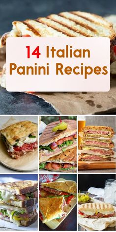 a collage of italian panini sandwiches with text overlay