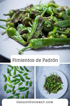 some green vegetables are on a white plate and in the middle there is another dish