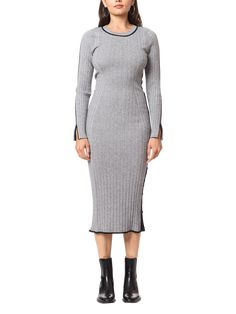 Medium Heather Grey Dress Stands, Bold Stripes, Long Sleeve Midi, Long Sleeve Midi Dress, Striped Dress, Effortless Style, Dress Skirt, Heather Grey, Dress Outfits