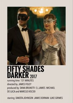 the poster for fifty shades darker shows two people in masks