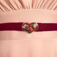 "Beautiful Vintage 80s Butterfly & Flowers Little Cloisonné Heart Stretch Belt in Maroon Deadstock! Fits waist of about 27-37\" Thickness of belt: 3/4\" Heart buckle is 1.5 x 1\" Gold colored metal. Condition: 2 Condition Scale:  1-Immaculate Vintage Condition (Rare) 2-Unnoticeable Vintage Wear or Spots that are unphotographable 3-Small Noticeable Vintage Wear or Spots, as photographed 4-A Lot of Noticeable Vintage Wear or Spots, as photographed 5-Needs Repair or Work Please note that color can Mitski Album, 80s Accessories, Heart Belt, Wishbone Necklace, 80s Vibes, Stretch Belt, Vintage Belts, Suspender Belt, Butterfly Flowers