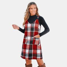 Embrace a touch of vintage charm with our Plaid V-Neck Mini Pinafore Dress from Cupshe. This dress features a classic plaid pattern and a flattering V-neckline, making it a timeless addition to your wardrobe. Step into this pinafore dress and add a dash of retro-inspired style to your everyday look, perfect for those who appreciate a blend of nostalgia and fashion-forward flair. Product code: CAA05A3J059JK/CAA05A3J059EA,CAA05A3J059RA Womens Jumper Dress, Overalls Dress, Plaid Jumper, Woolen Dresses, Red Plaid Dress, Womens Fall Dress, Mini Dresses For Women, Pinafore Dress, Overall Dress