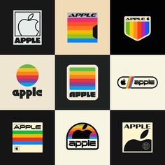 the logos for apple are all different colors