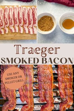 Traeger Brunch Recipes, Smoker Bacon Recipes, Smoked Candied Bacon, Breakfast On The Smoker, Smoked Bacon Recipes, Candied Bacon Recipe, Bacon Jerky, Traeger Smoker, Smoked Recipes