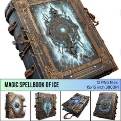 the magic spell book of ice is open and ready to be used as a projector