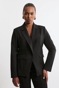 The Perfect Choice For Transitioning Seasons, This Plus Size Jacket Is Designed With A Relaxed Fit And A Simple, Easy To Style Design. Style It With Anything, From Jeans To Tailored Separates For Looks That Will Take You From Office Days To Coffee Catch Ups. Plus Size Tailored Twill Single Breasted Jacket High Quality Twill Fabric Plunging V Neckline Comfortable, Relaxed Fit Unique, Military Style Pocket Accents Button Front Fastening Expertly Designed For Those Uk Size 18/Us Size 14 And Above, Black Tailored Notched Outerwear, Tailored Black V-neck Outerwear, Black Tailored V-neck Outerwear, Petite Work Outfits, Black Tailored Single-breasted Outerwear, Petite Wedding Guest Dresses, Black Single-breasted Outerwear With Stand Collar, Outfits Petite, Plus Size Workwear