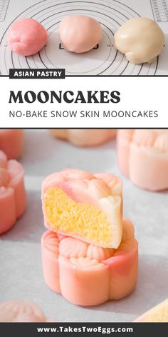 mooncakes with no - bake snow skin mooncakes in the background