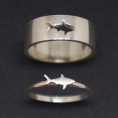 Sterling Silver Shark Ring for 2 Set - Shark Jewelry, Shark Lovers Gift, Shark Jewellery, Simple, De Shark Couple, Shark Wedding, Shark Ring, Jewellery Simple, Ocean Shark, Shark Jewelry, Ocean Ring, Silver Shark, Ring Couple