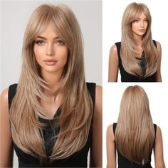 This Wig Use Kanekalon Fiber Which Is Suitable For Long Term Use And It Is The Best Fiber Material For Wig. Looks Completely Natural,Silky And Smooth Like Real Human Hair, Touch Soft, Easy To Comb,Minimum Shedding And Tangling . It Fits Most People's Heads. There Are Two Adjustment Straps Inside The Wig, Which Can Be Intertwined To A Fixed Position To Suit Different Head Sizes. It Use Breathable Rose Net Within The Network Which Make You Feel Comfortable When You Wear It.Average Cap Size 22.5 In Natural Dark Blonde, Synthetic Curly Hair, Blond Ombre, Blonde Layers, Natural Hair Wigs, Blonde With Pink, Natural Wigs, Curly Hair Wig, Brown Wig