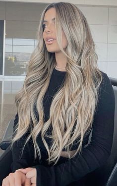 Beige Blonde With Dimension, Champagne Blonde Hair Balayage Dark Roots, From Black To Blonde Hair Transition, Brielle Biermann Hair, Sand Hair Color, Sand Blonde Balayage, Dark To Blonde Hair Transformation, Blonde Balayage Extensions, Sand Blonde Hair