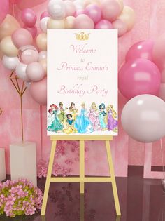 there is a sign that says welcome to princess comm's royal birthday party