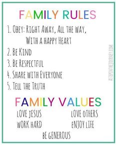 the family rules for each child to use in their home or office, with text overlay