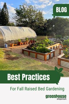 a garden with lots of plants in it and the words best practices for fall raised bed gardening