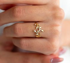 Gold Rings Online, Branch Ring, Solid Gold Ring, Etsy Gold Ring, Luxury Rings, Leaf Ring, Minimal Jewelry, Solid Gold Rings, The Peace