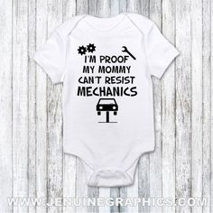 Baby Mechanic, Funny Gift Idea, Funny Baby Onesies, Baby Gender Reveal, Baby Reveal