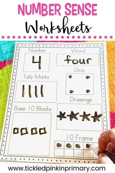 the number sense worksheet for kids to practice numbers and writing with their hands