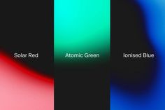 three different colored lines with the words atomic green, ionised blue and solar red