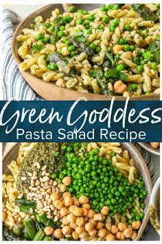 green goddess pasta salad recipe with peas and broccoli