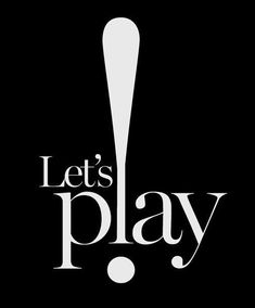 the logo for let's play, which features a baseball bat in white and black