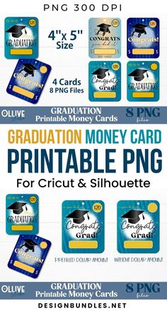 Graduation Money Card PNG Bundle | Printable Money Card PNG Graduation Money Gifts, Printable Money, Graduation Printables, Graduation Money, Happy Graduation