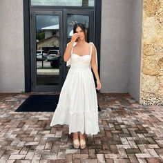 White Long Dress White Maxi Length Maternity Dress, Spring White Long-sleeve Peasant Dress, White A-line Ruched Maxi Dress, White Puff Sleeve Dress, White Breezy V-neck Maxi Dress, White Stretch A-line Maxi Dress, Long White Dress, Puffed Sleeves Dress, Puff Sleeve