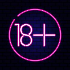 a neon sign with the number eighteen on it in front of a dark brick wall