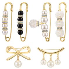 PRICES MAY VARY. Faux Pearl Brooch Set -- The package includes 6pcs of faux pearl brooch pins, Classic retro and fashionable pattern design, novel and unique, suitable for matching with various sweaters and clothing. Which is enough to meet your different daily use and replacement needs. Sweater Shawl Clips -- the brooch pins are designed with faux pearls and faux crystal, delicate in texture and exquisite in workmanship. Classic retro colors makes your outfit attractive and delicate, for both f Safety Pins Fashion, Pearl Cardigan, Pins Fashion, Collar Brooch, Sweater Shawl, Sweater Clip, Pearl Pin, Sweater Scarf, Fashion Cover