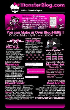 a pink and black web page with an image of a skull on it