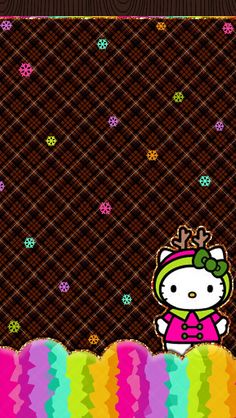 the hello kitty wallpaper is colorful and cute