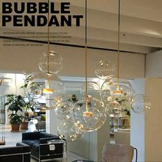 the bubble pendant light is hanging from the ceiling