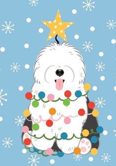 Christmas Pets Illustration, Dog Christmas Puns, Dog Christmas Wallpaper, Sheep Dog, Christmas Collage, Puppy Art, Pet Christmas